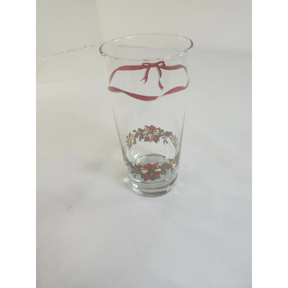 Vintage‎ John Wanamaker Set Of 4 Christmas Glasses 15 Oz Made In The USA